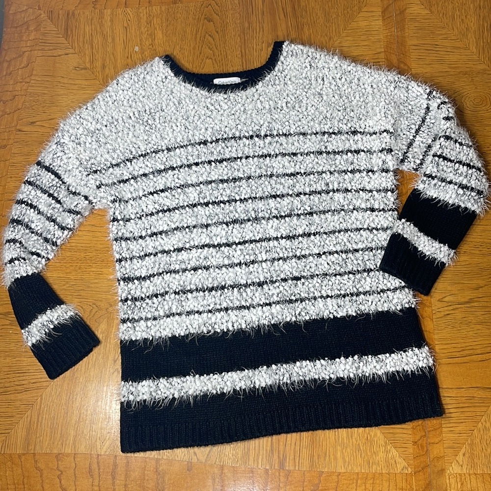CALVIN KLEIN Stripe Super Soft Sweater - Picture 1 of 8